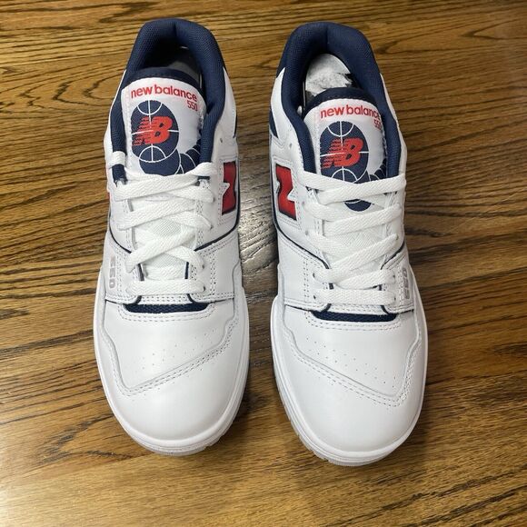 NEW BALANCE 550 MEN\'S SIZE 8 SNEAKERS SHOES White Red Blue NEW Athletic main image 6